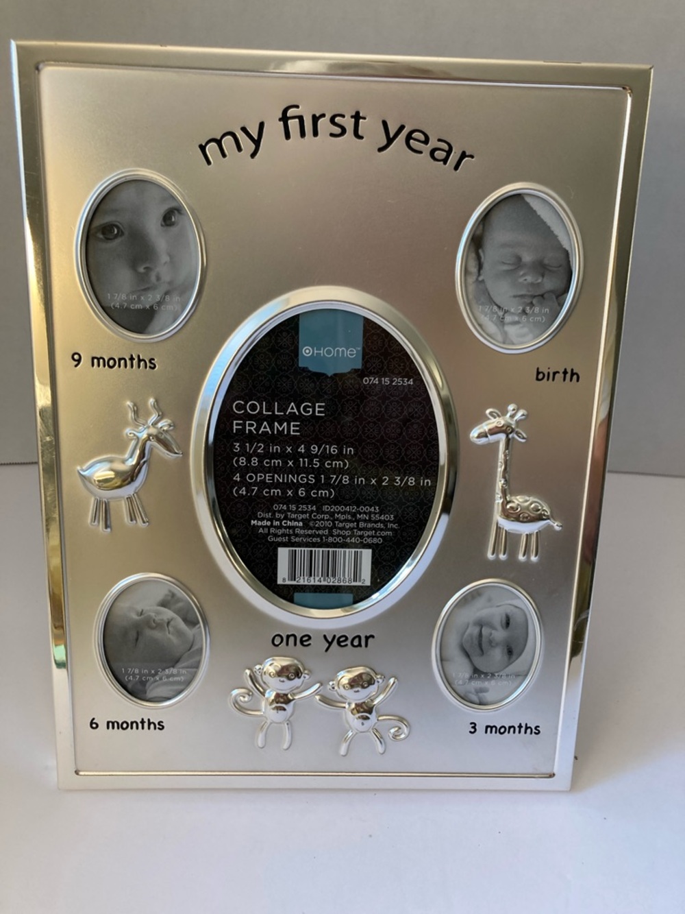 Silver "My First Year" Baby Collage Frame 7x11 in silver new
